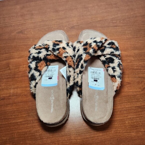Davinia Faux Shearling Treasure & Bond Leopard Print Slip On Slide Shoes Size 6M - Picture 5 of 12
